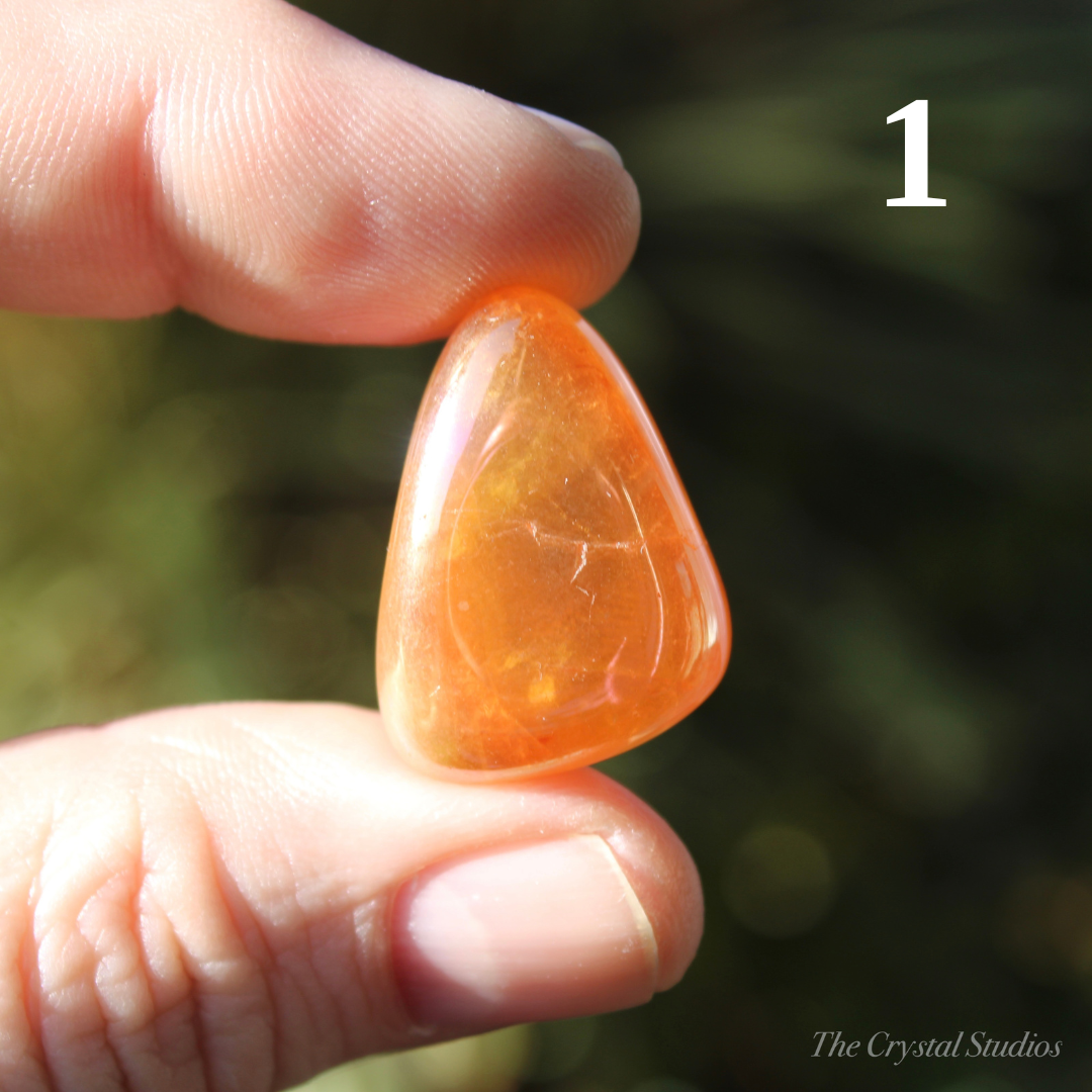 Tangerine Aura Polished Crystal Tumblestones