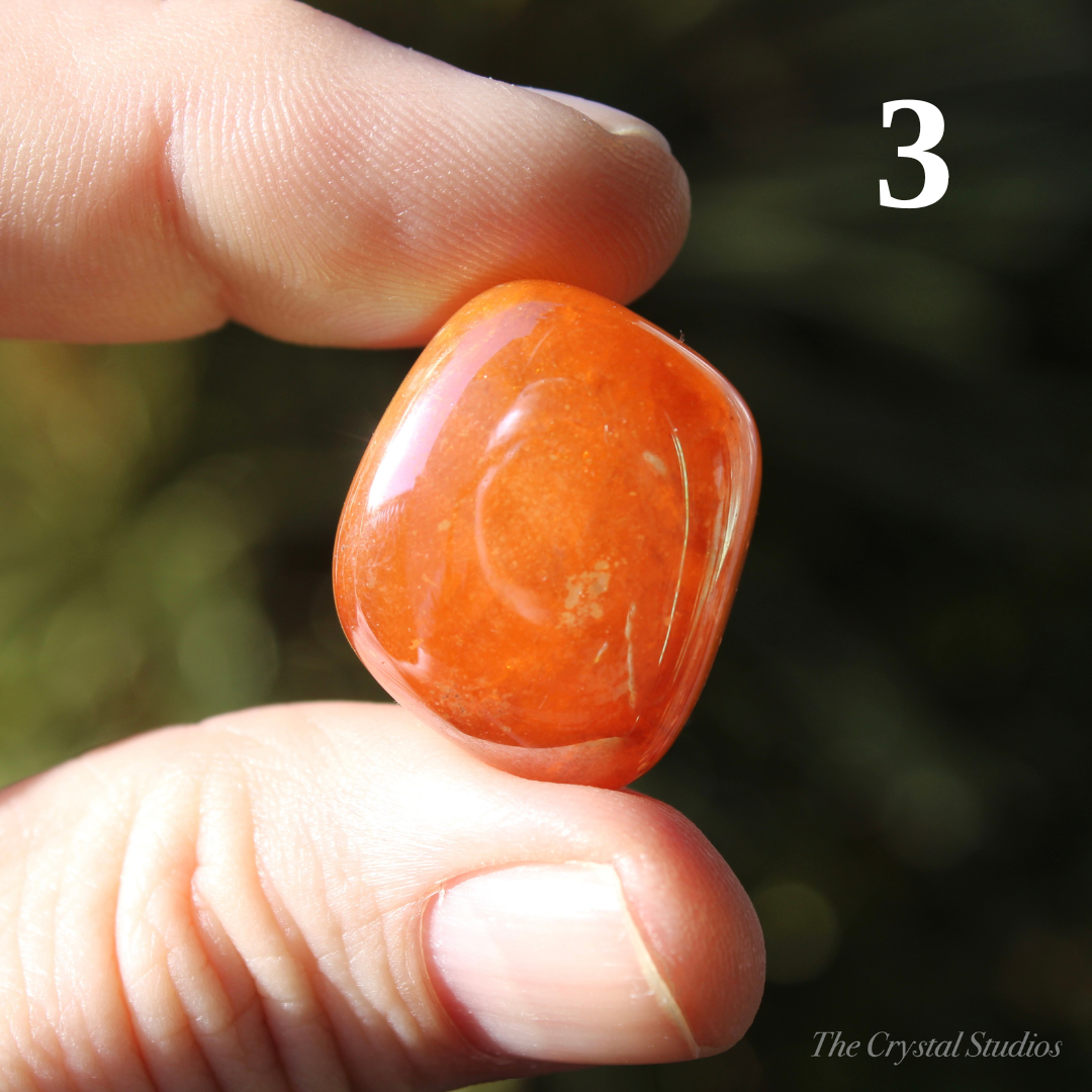 Tangerine Aura Polished Crystal Tumblestones