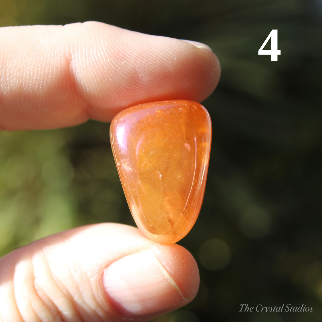 Tangerine Aura Polished Crystal Tumblestones