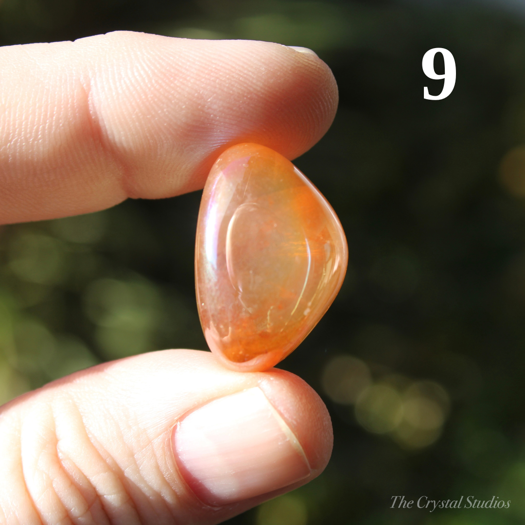 Tangerine Aura Polished Crystal Tumblestones