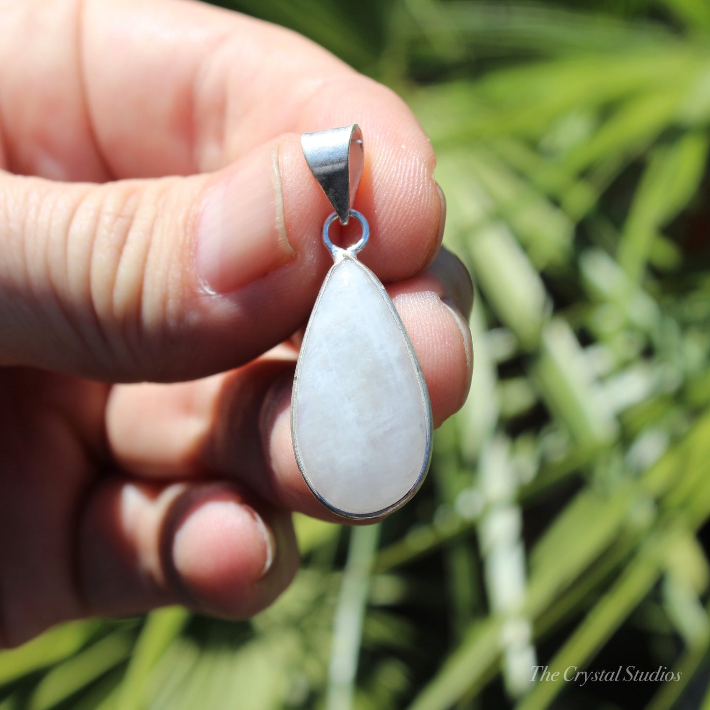 Rainbow Moonstone Silver Plated Classic Pendant