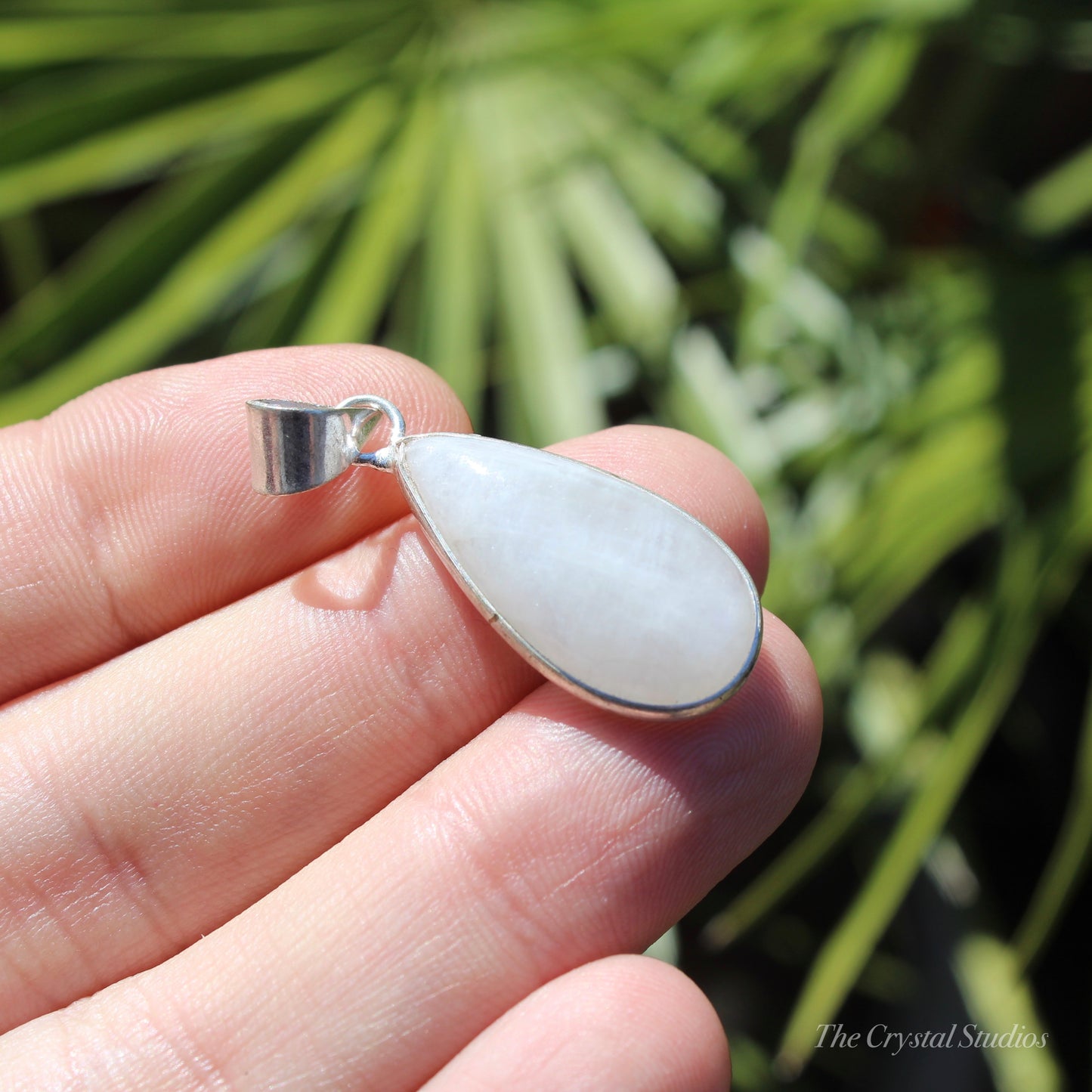 Rainbow Moonstone Silver Plated Classic Pendant