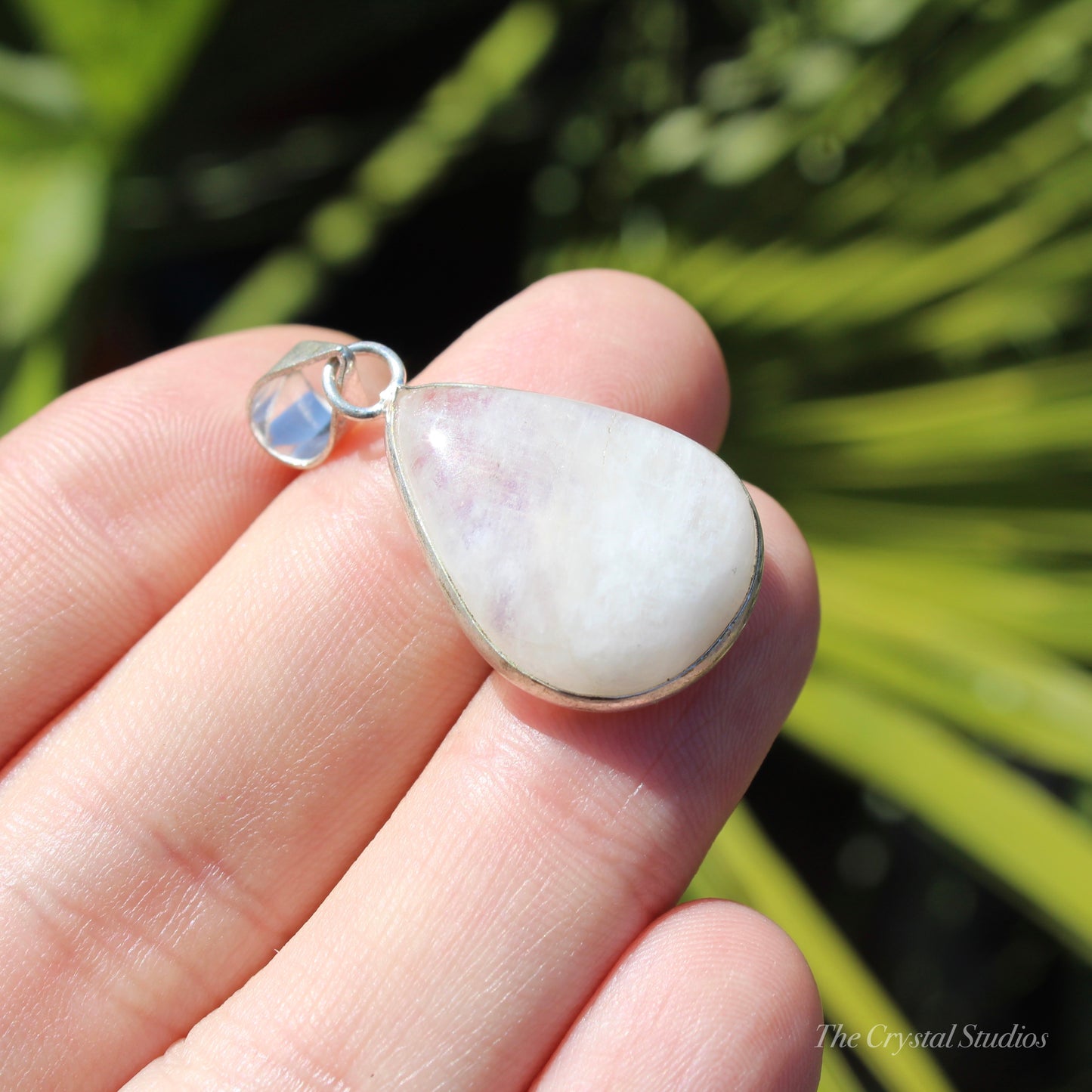 Rainbow Moonstone Silver Plated Classic Pendant