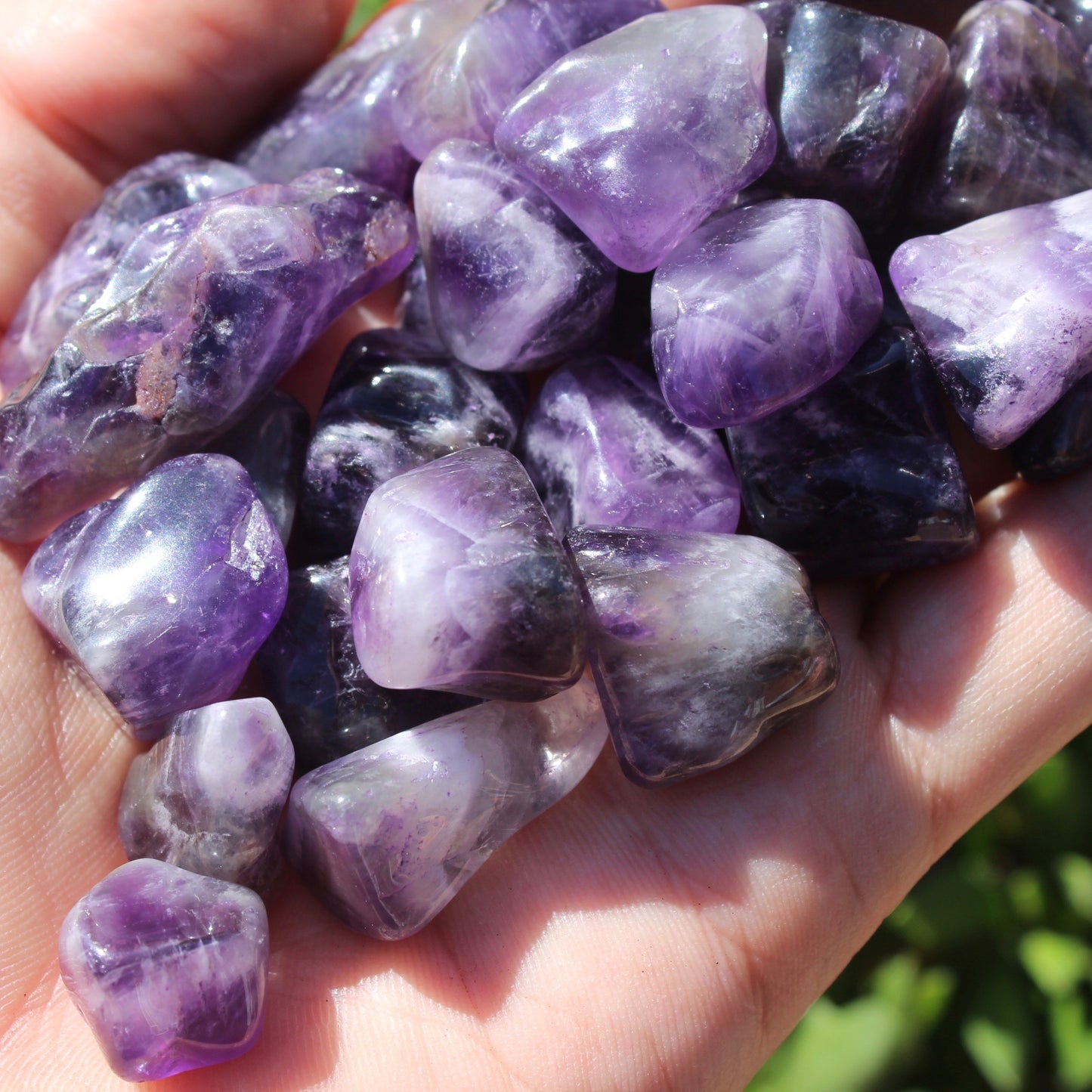 Chevron Amethyst Polished Crystal Tumblestone