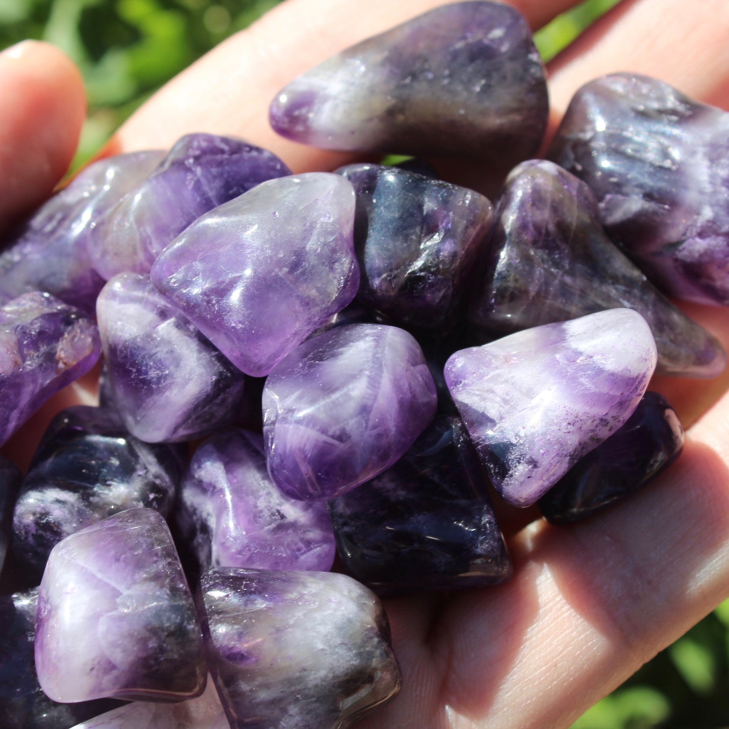 Chevron Amethyst Polished Crystal Tumblestone