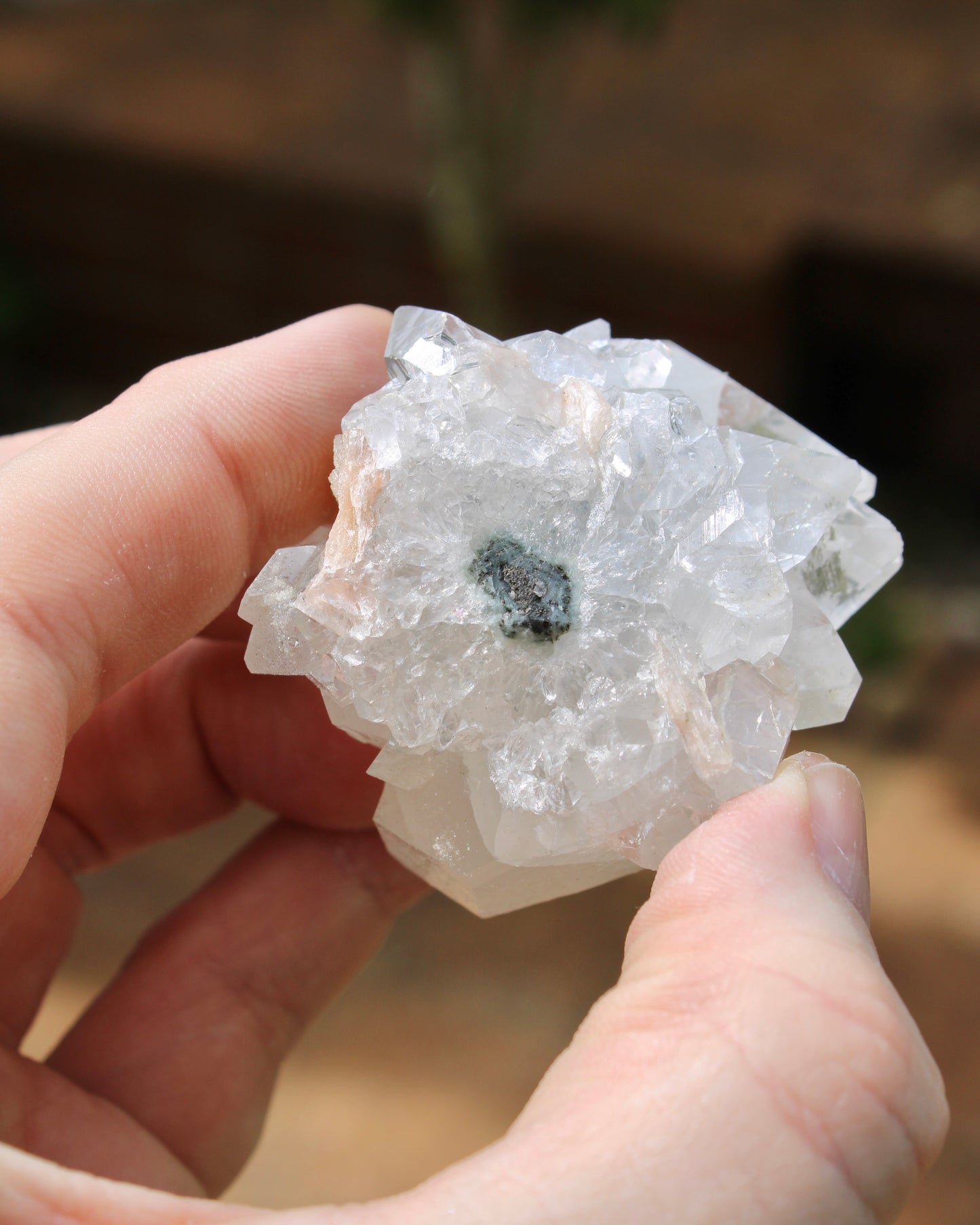 Apophyllite with Stilbite Stalactite Natural Crystal Cluster