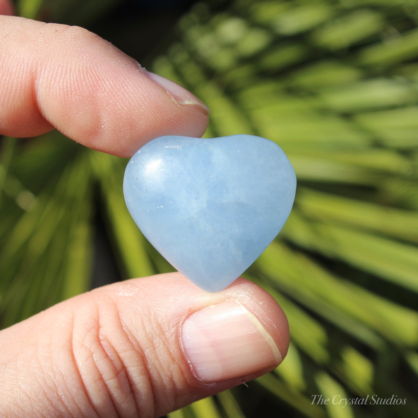 Blue Calcite Polished Crystal Heart