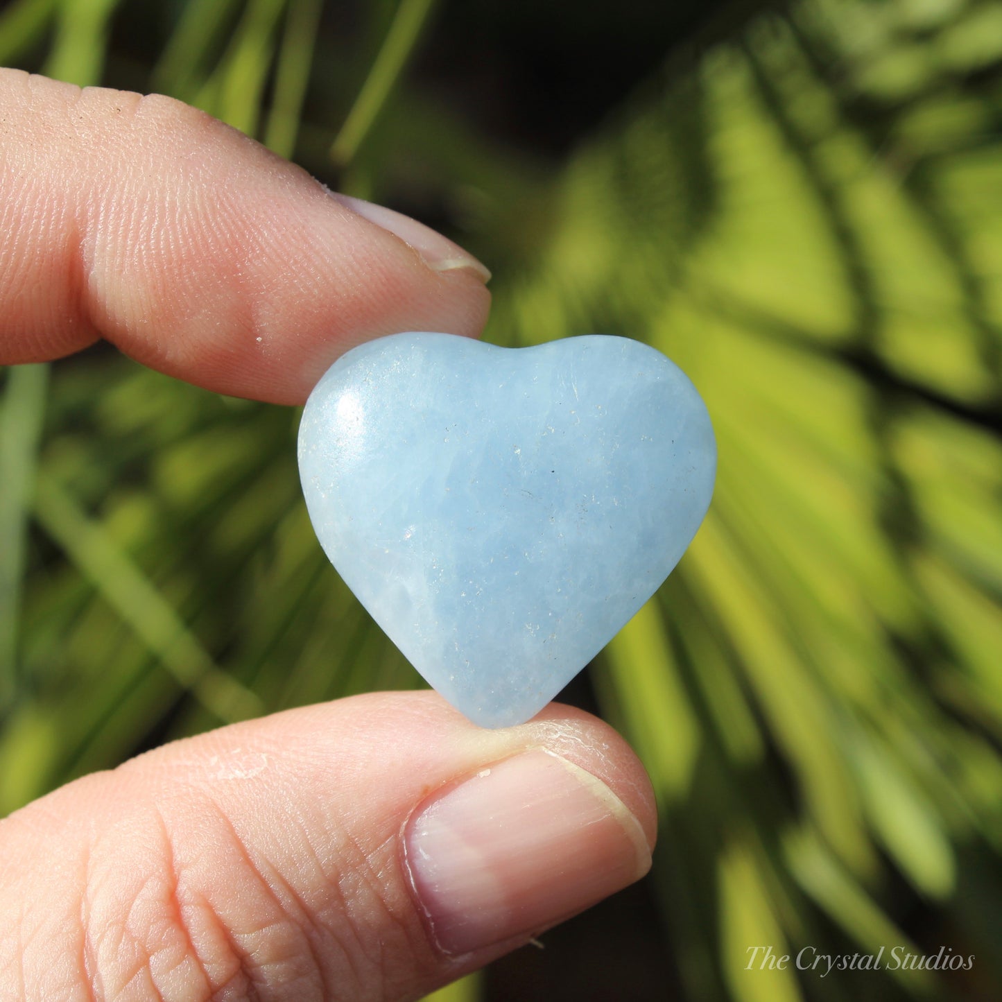 Blue Calcite Polished Crystal Heart