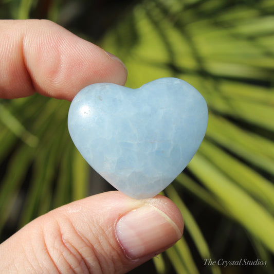 Blue Calcite Polished Crystal Heart