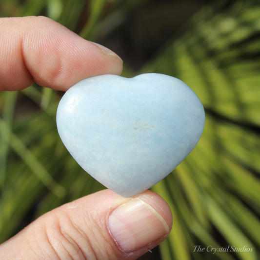 Blue Calcite Polished Crystal Heart