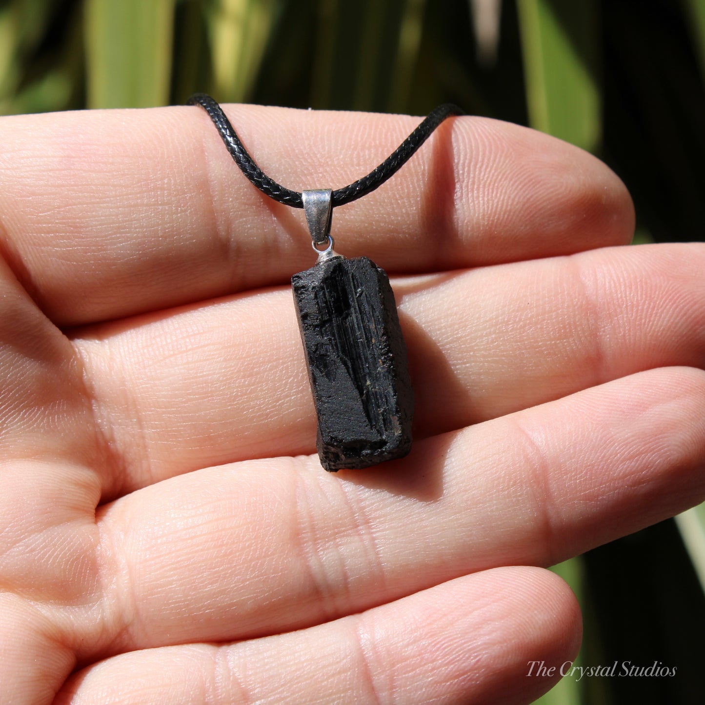 Black Tourmaline Natural Crystal Pendant