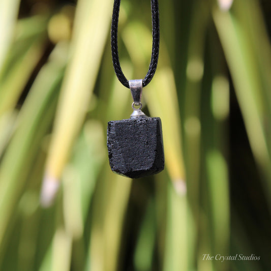 Black Tourmaline Natural Crystal Pendant