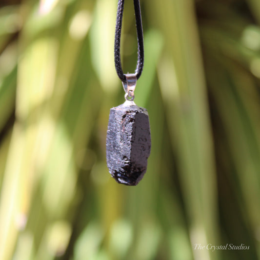 Black Tourmaline Natural Crystal Pendant