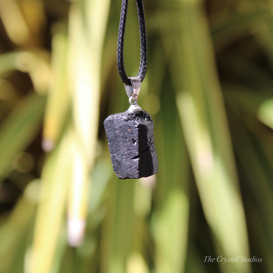 Black Tourmaline Natural Crystal Pendant