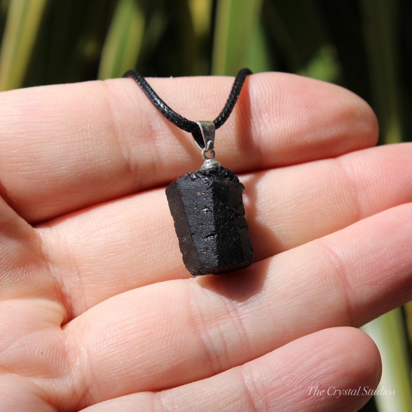 Black Tourmaline Natural Crystal Pendant