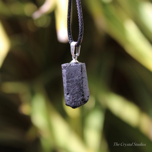 Black Tourmaline Natural Crystal Pendant