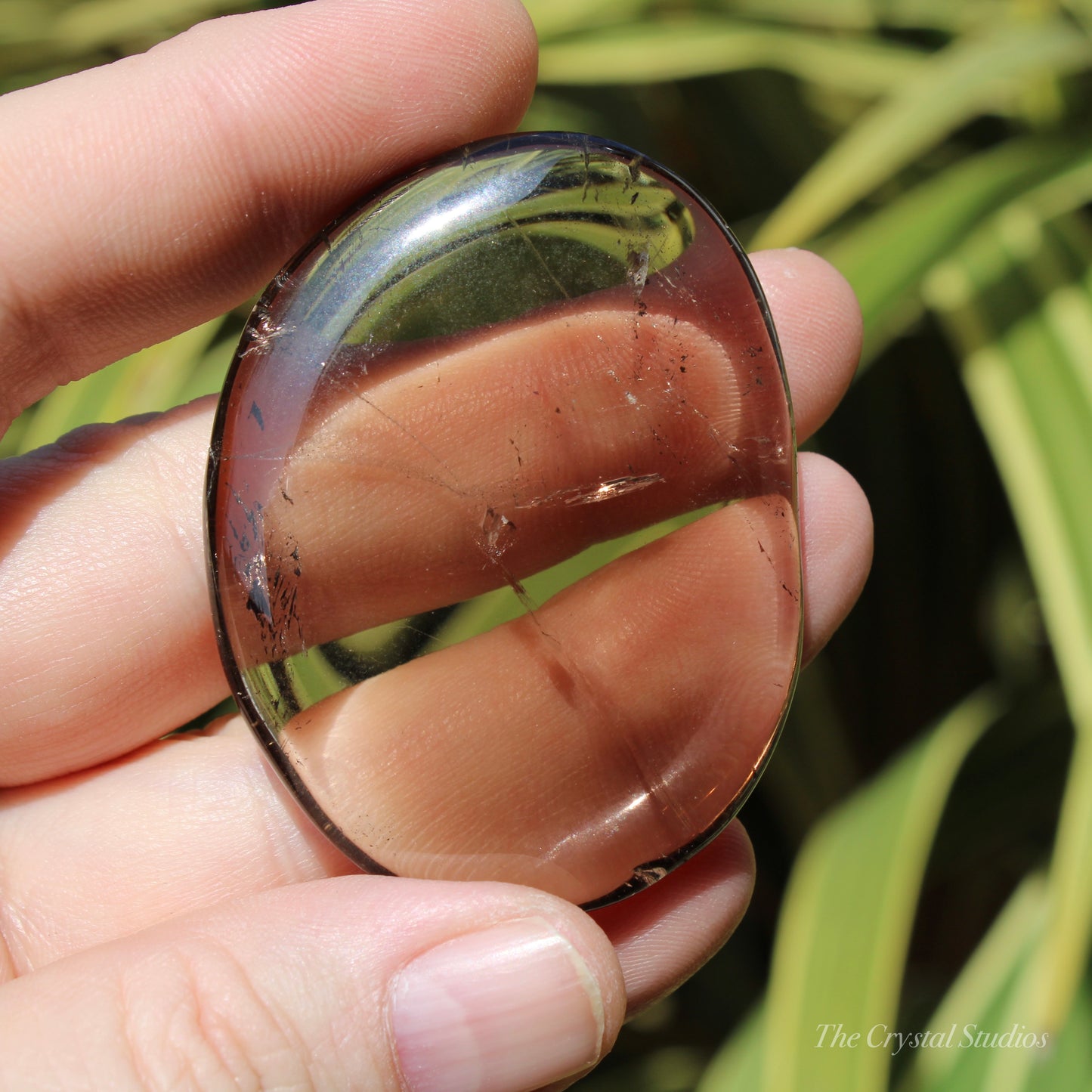 Smokey Quartz Polished Crystal Palm Stone