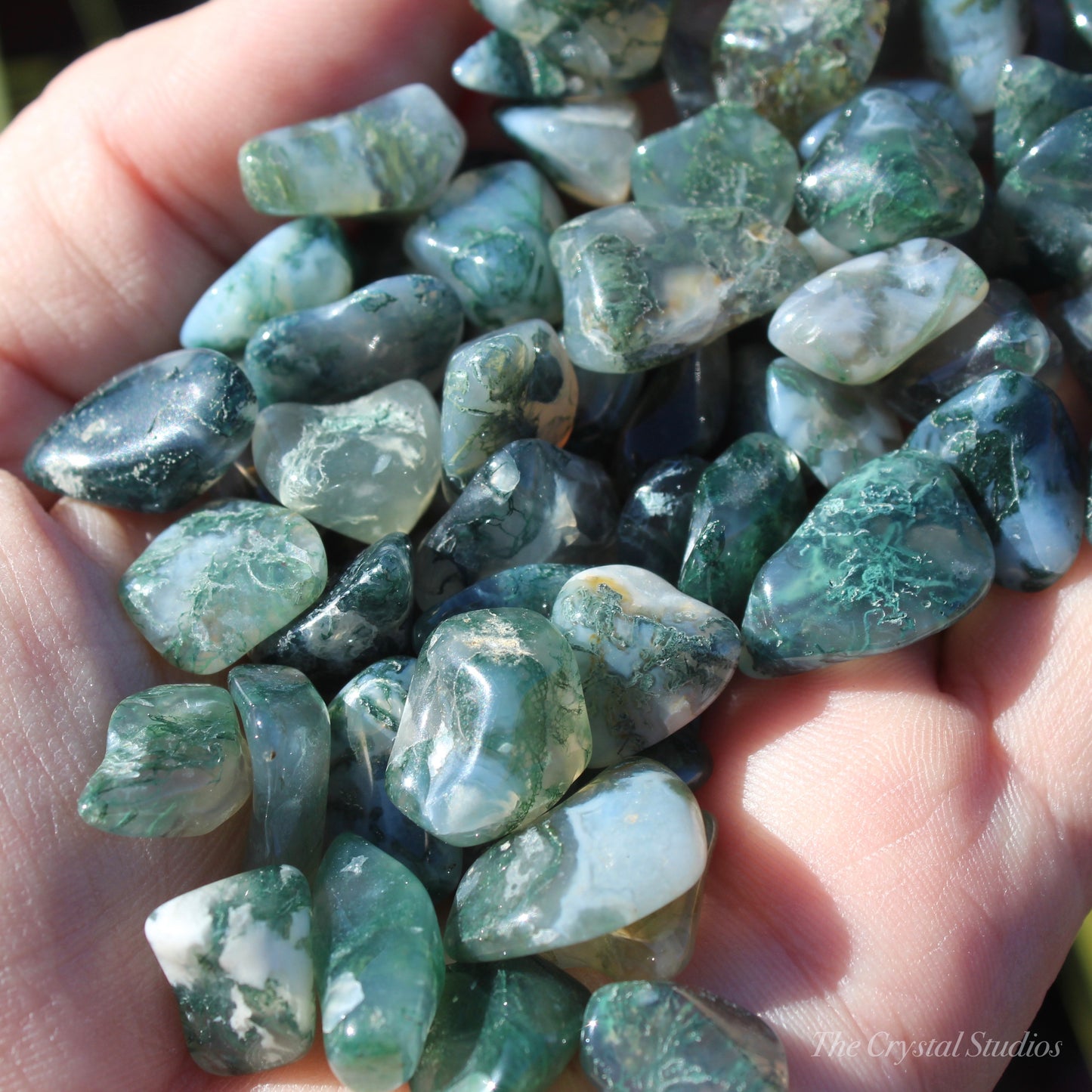 Moss Agate Small Polished Crystal Tumblestones