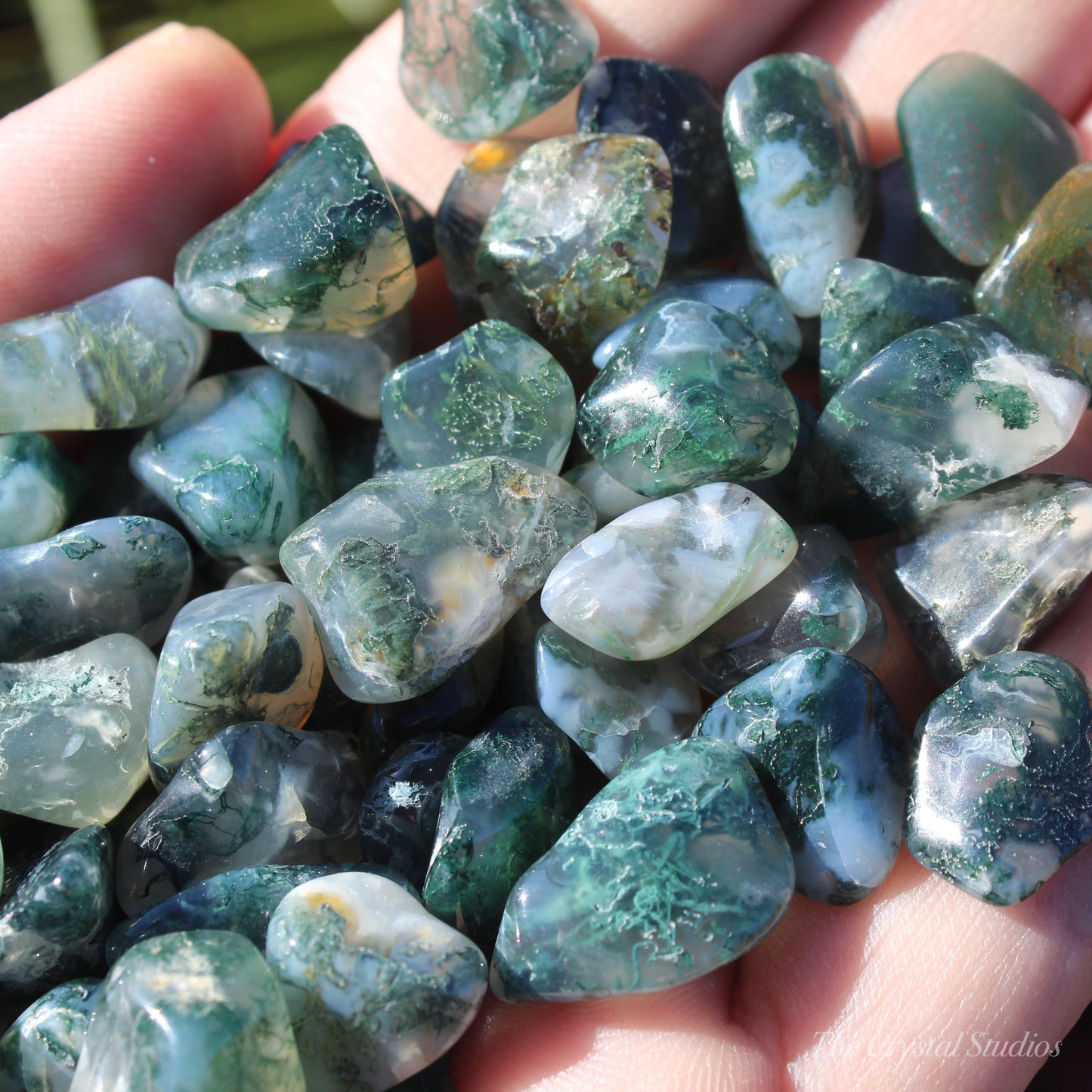 Moss Agate Small Polished Crystal Tumblestones