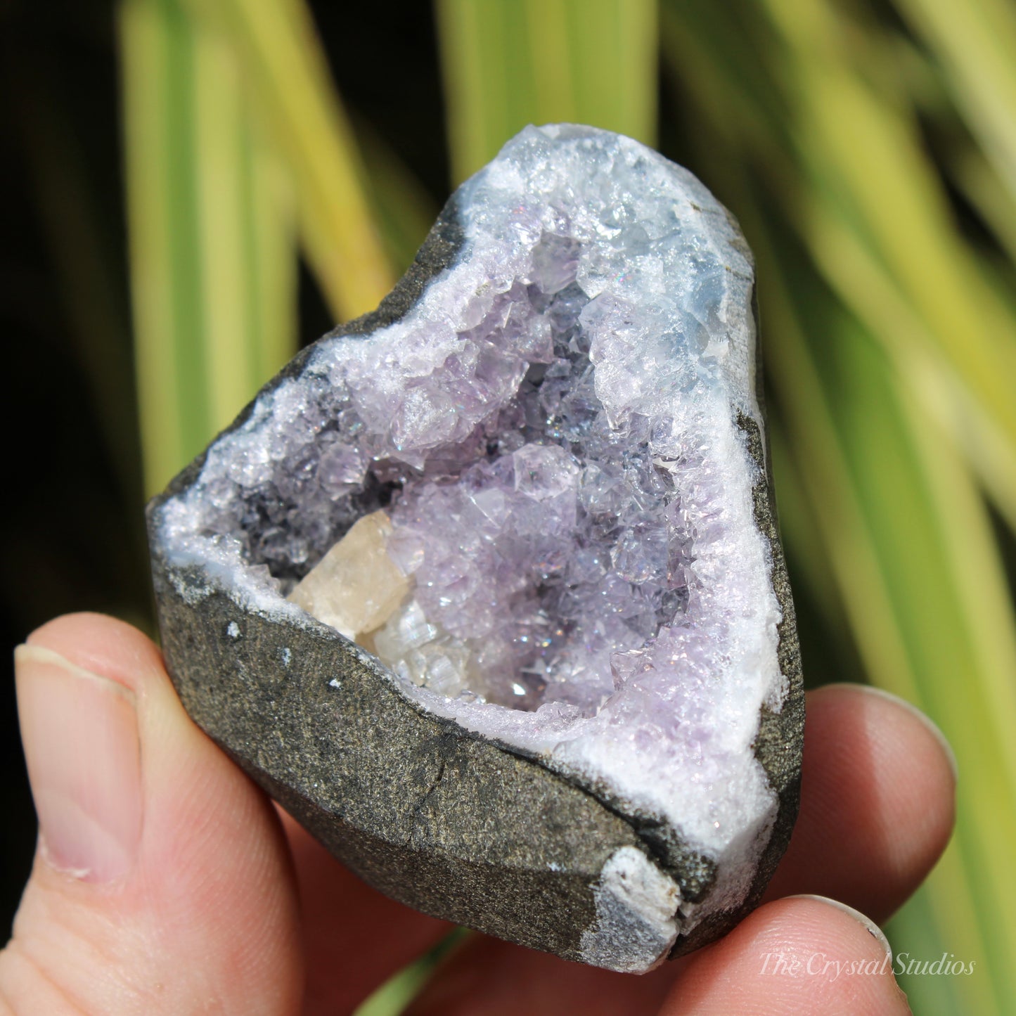 Chalcedony Amethyst & Calcite Natural Crystal Geode