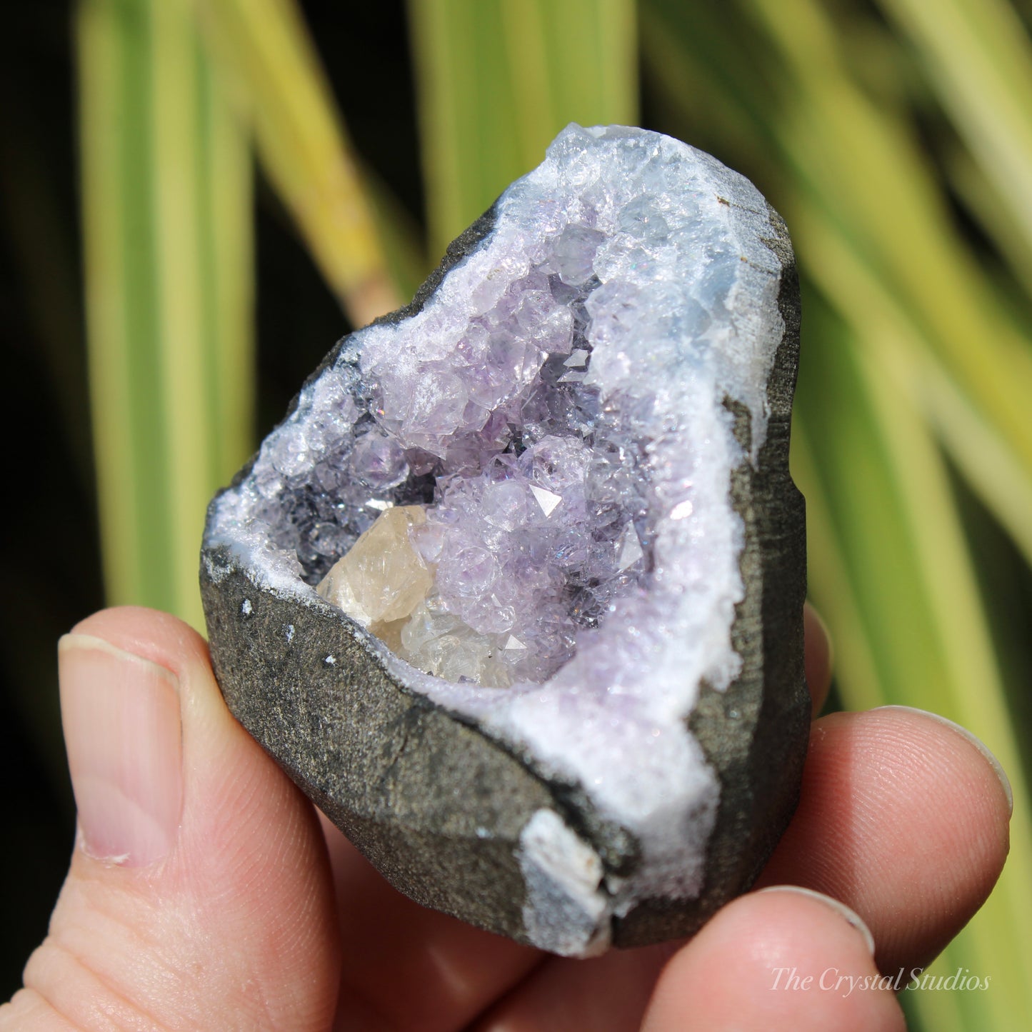 Chalcedony Amethyst & Calcite Natural Crystal Geode