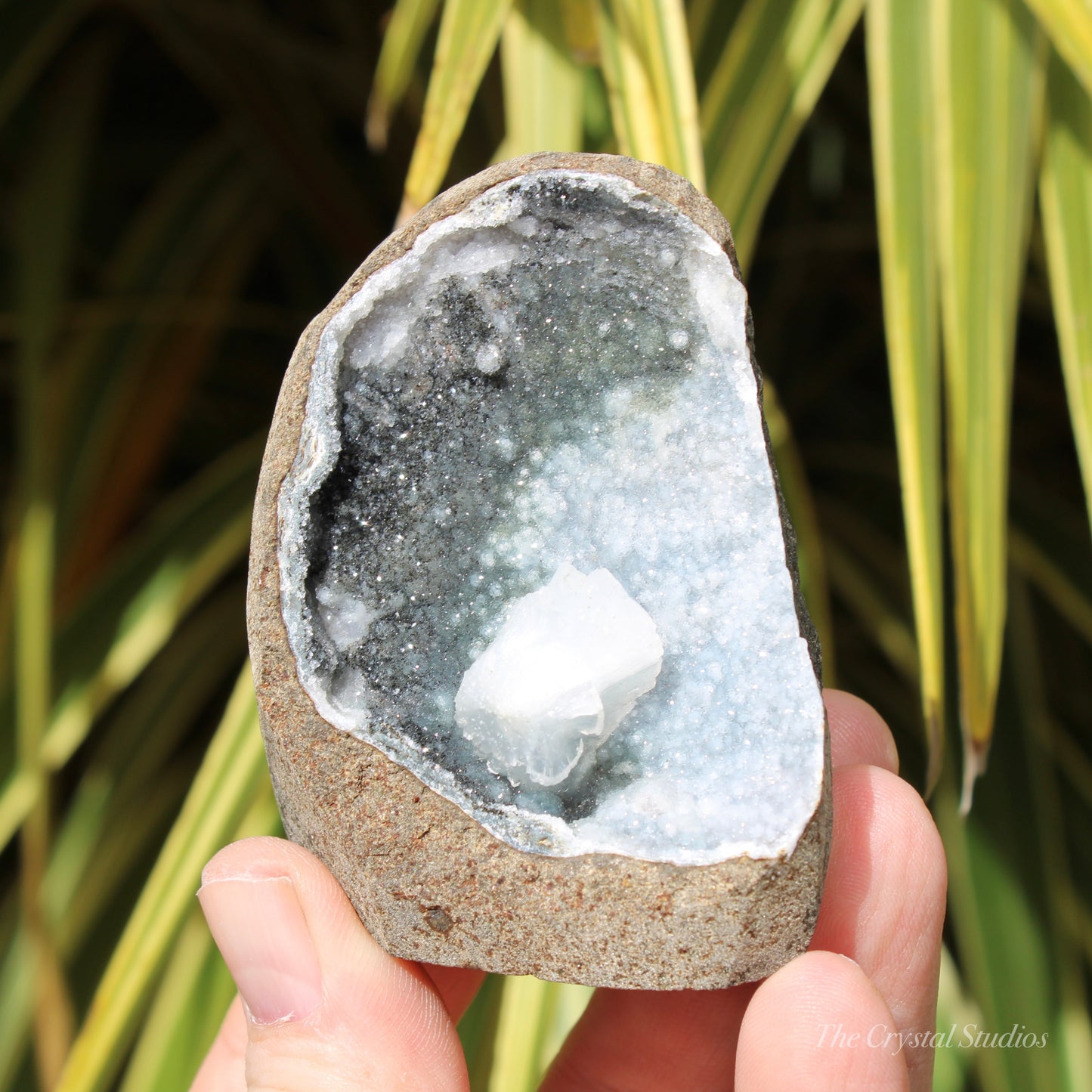 Chalcedony & Calcite Natural Crystal Geode