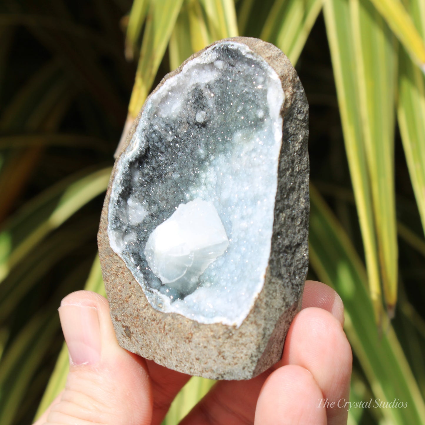 Chalcedony & Calcite Natural Crystal Geode