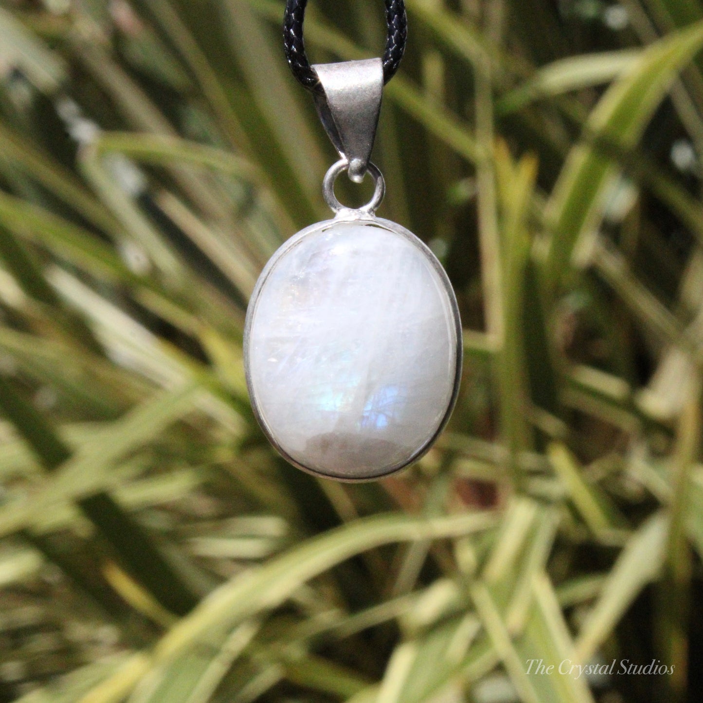 Rainbow Moonstone Silver Plated Classic Pendant