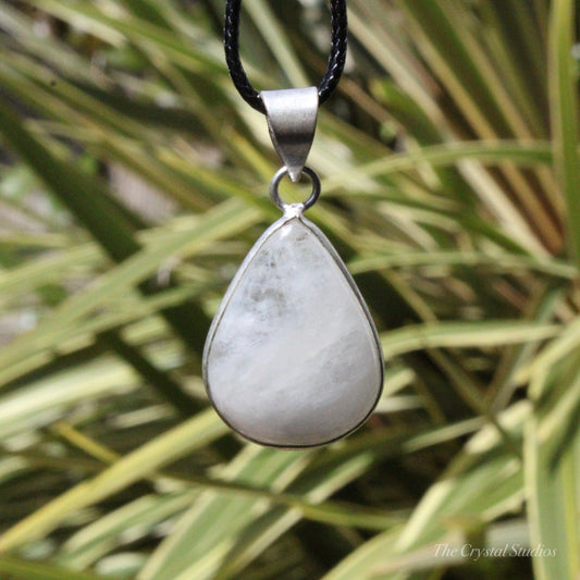 Rainbow Moonstone Silver Plated Classic Pendant