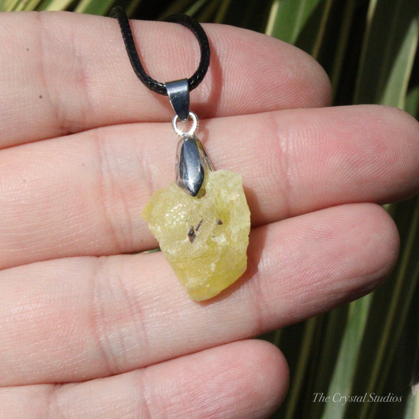 Yellow Brucite Natural Crystal Pendant