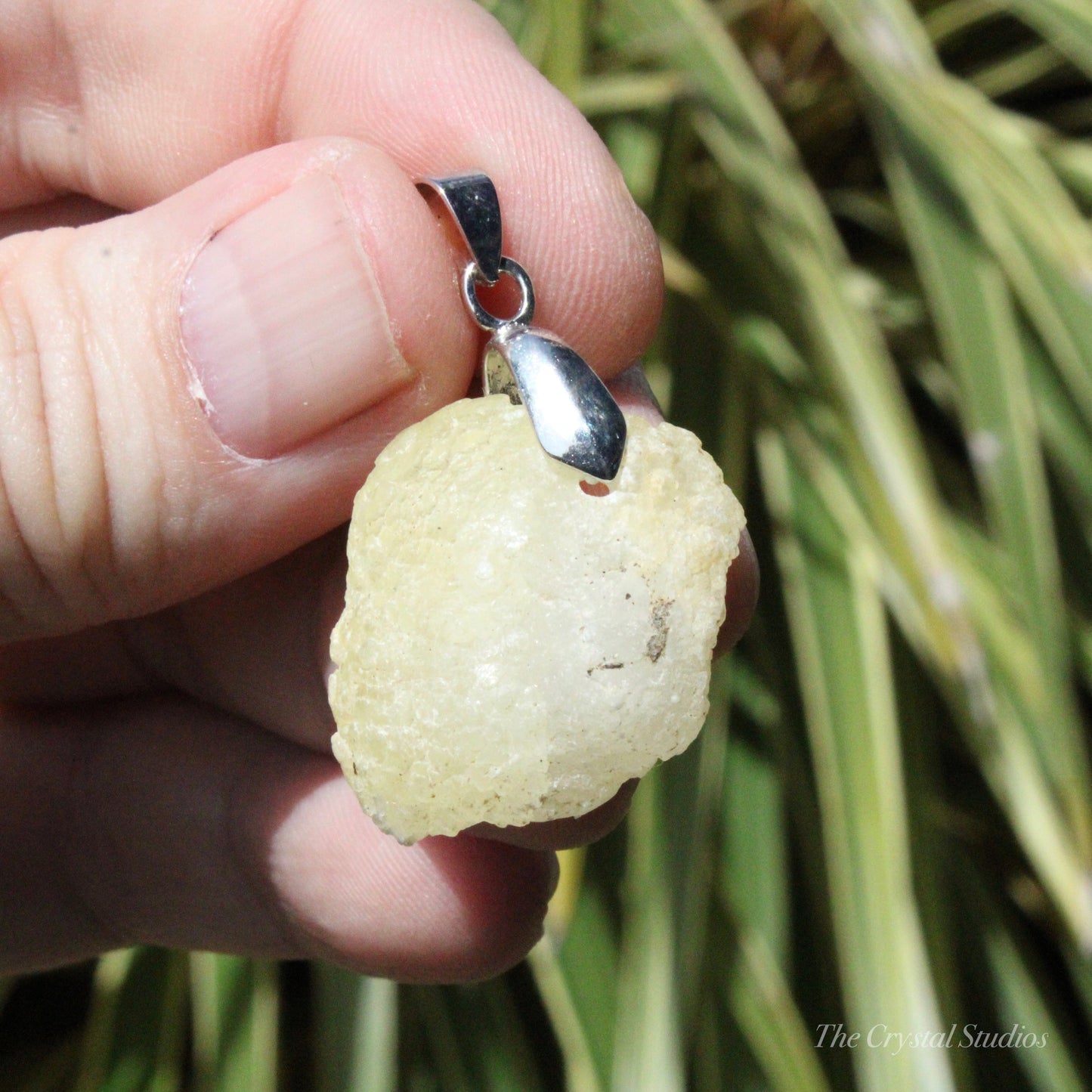 Yellow Brucite Natural Crystal Pendant