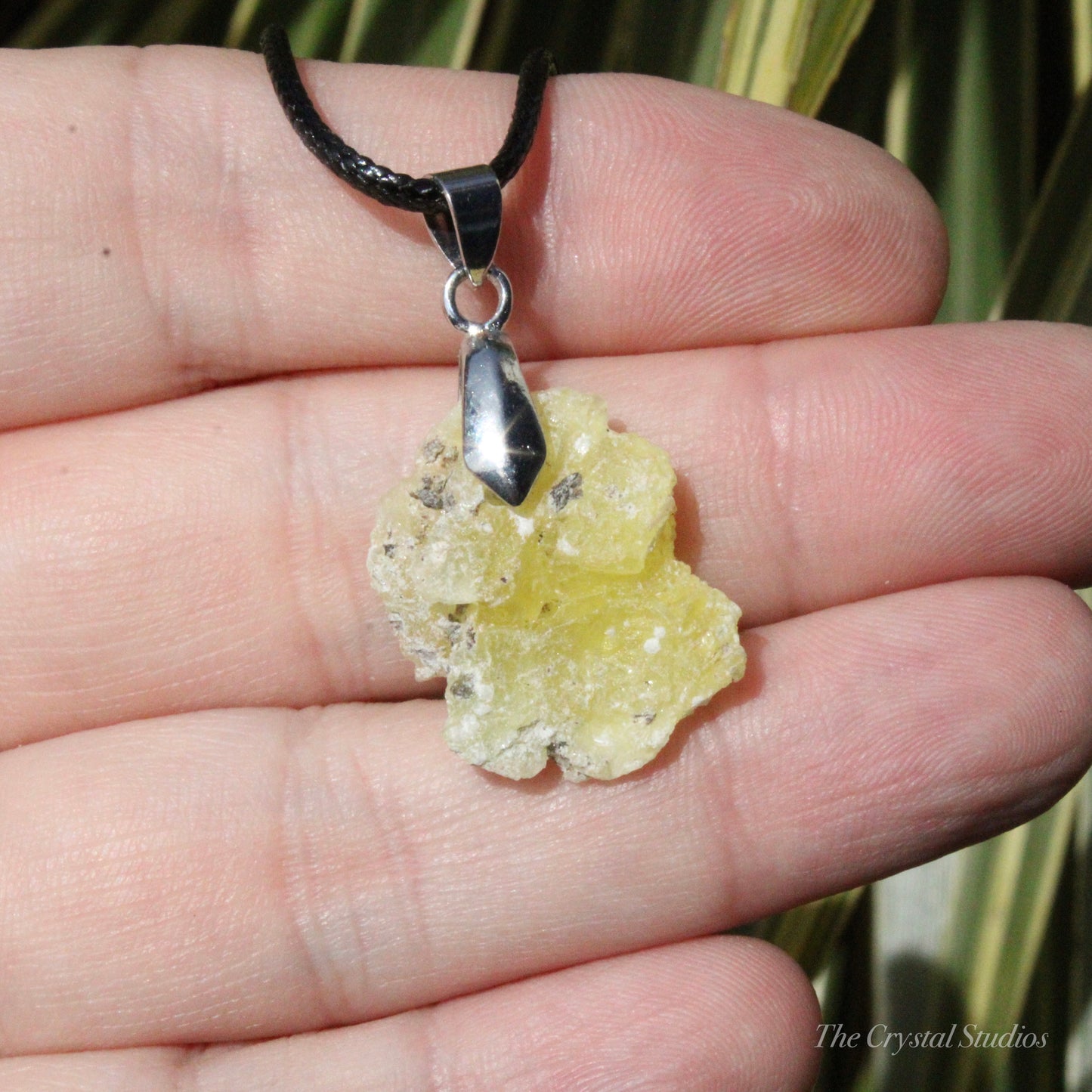 Yellow Brucite Natural Crystal Pendant