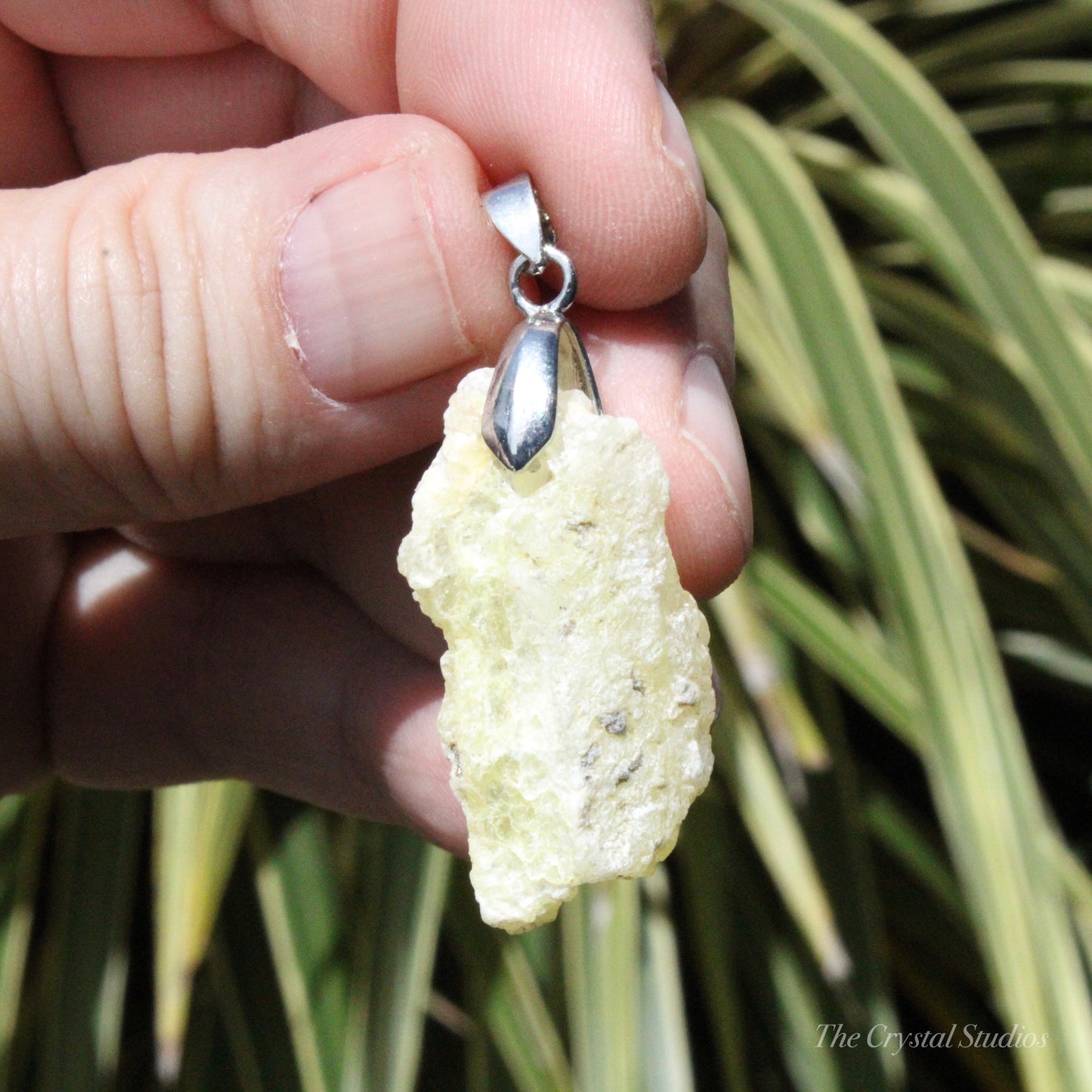 Yellow Brucite Natural Crystal Pendant