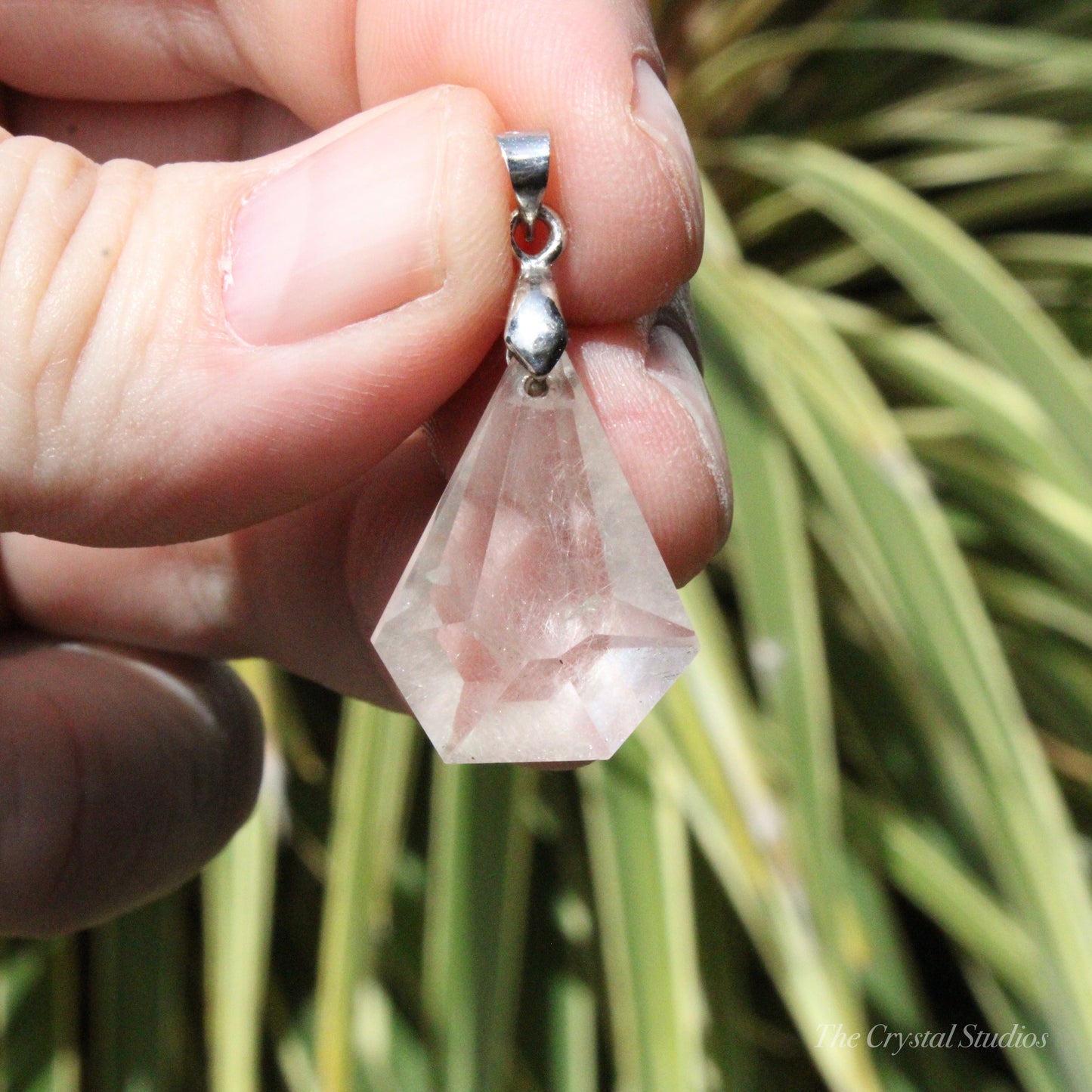 Rutilated Quartz Faceted Crystal Pendant