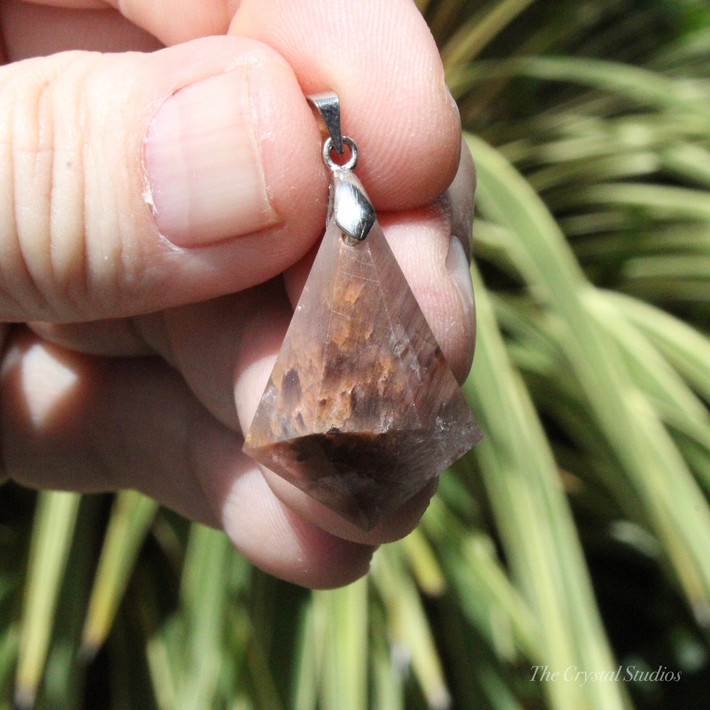 Rutilated Quartz Faceted Crystal Pendant