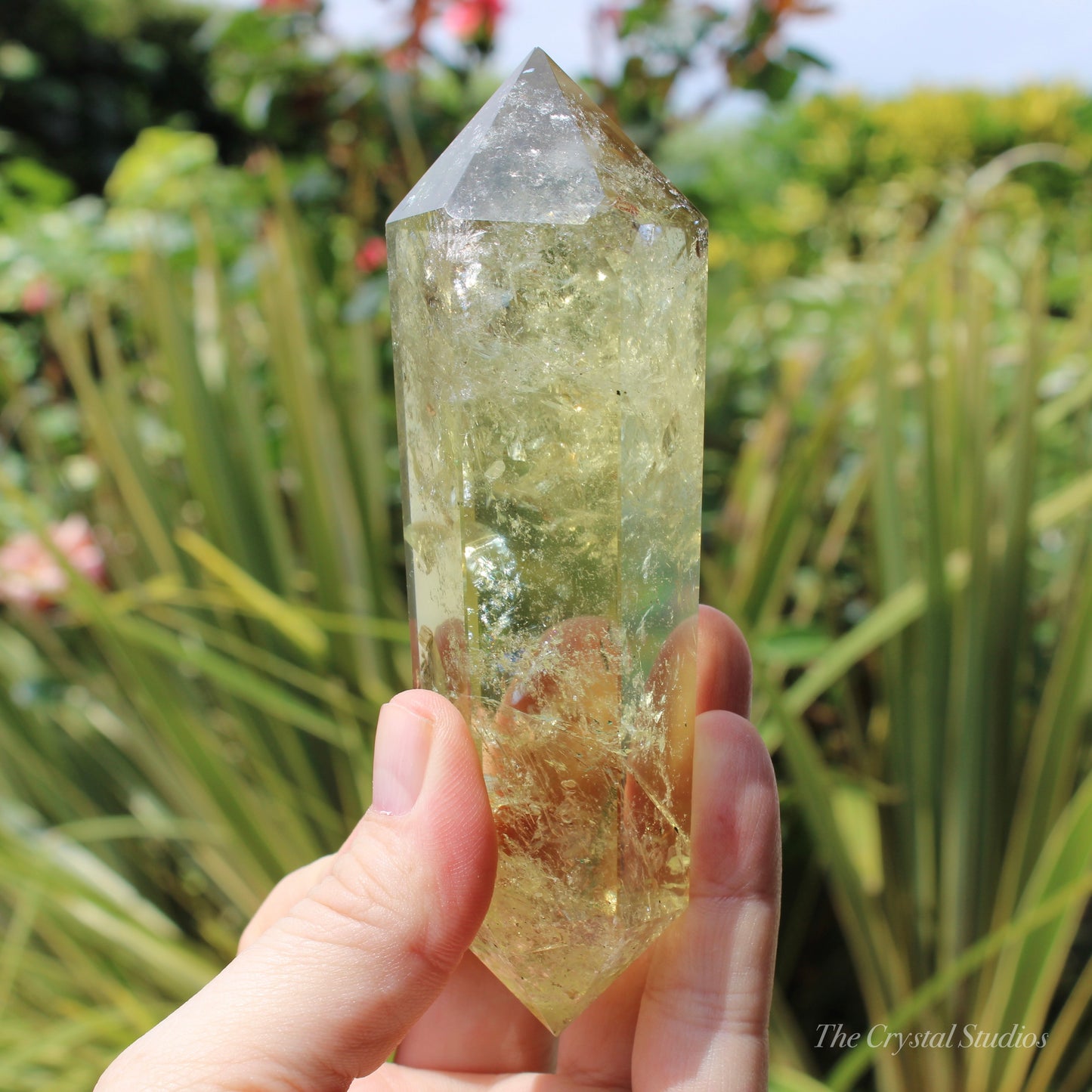 Natural Phantom Citrine Large Double Terminated Polished Crystal Point