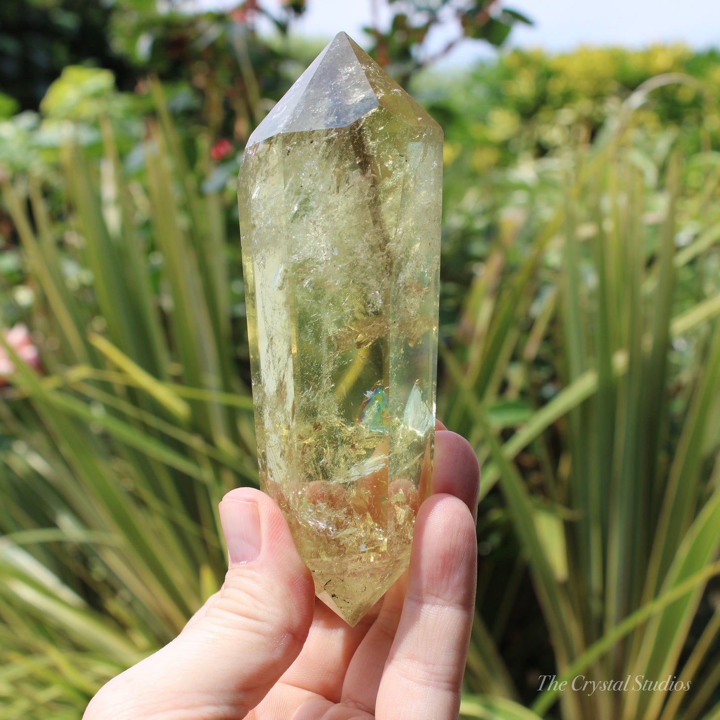 Natural Phantom Citrine Large Double Terminated Polished Crystal Point