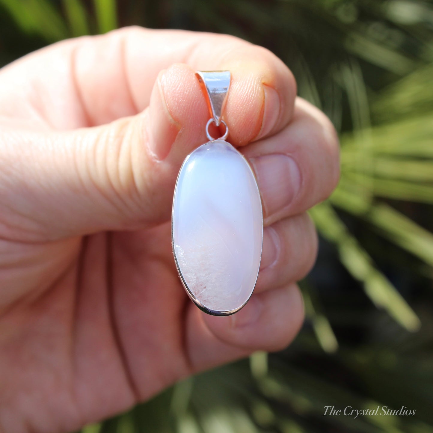 Blue Lace Agate Classic Silver Plated Pendant