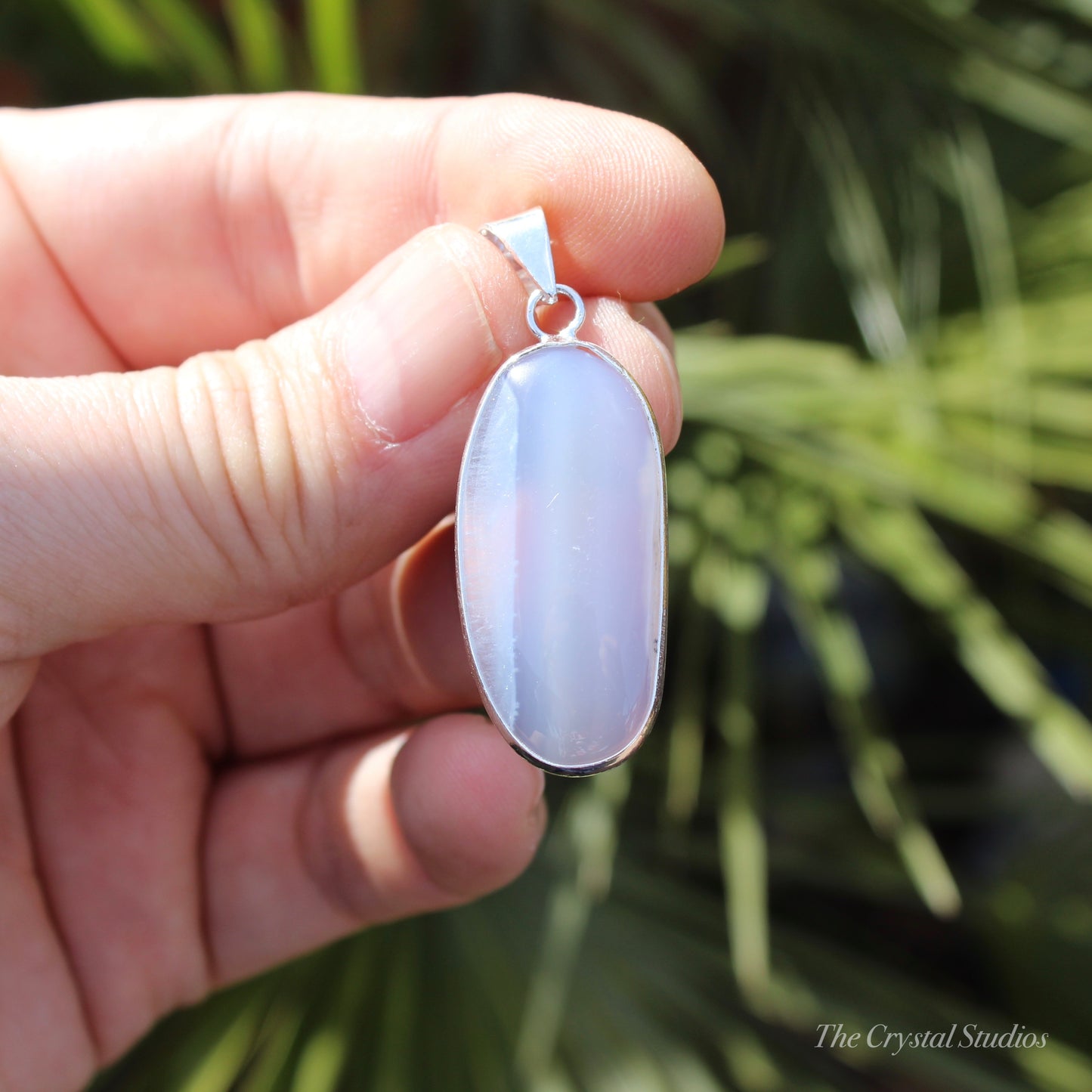 Blue Lace Agate Classic Silver Plated Pendant