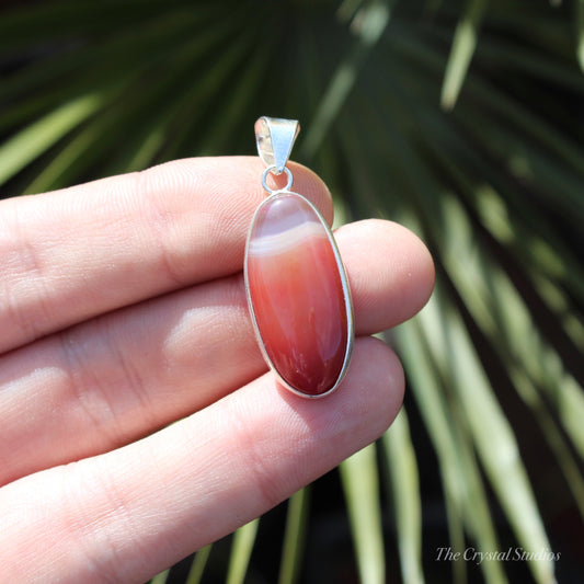 Pink Lace Agate Classic Silver Plated Pendant