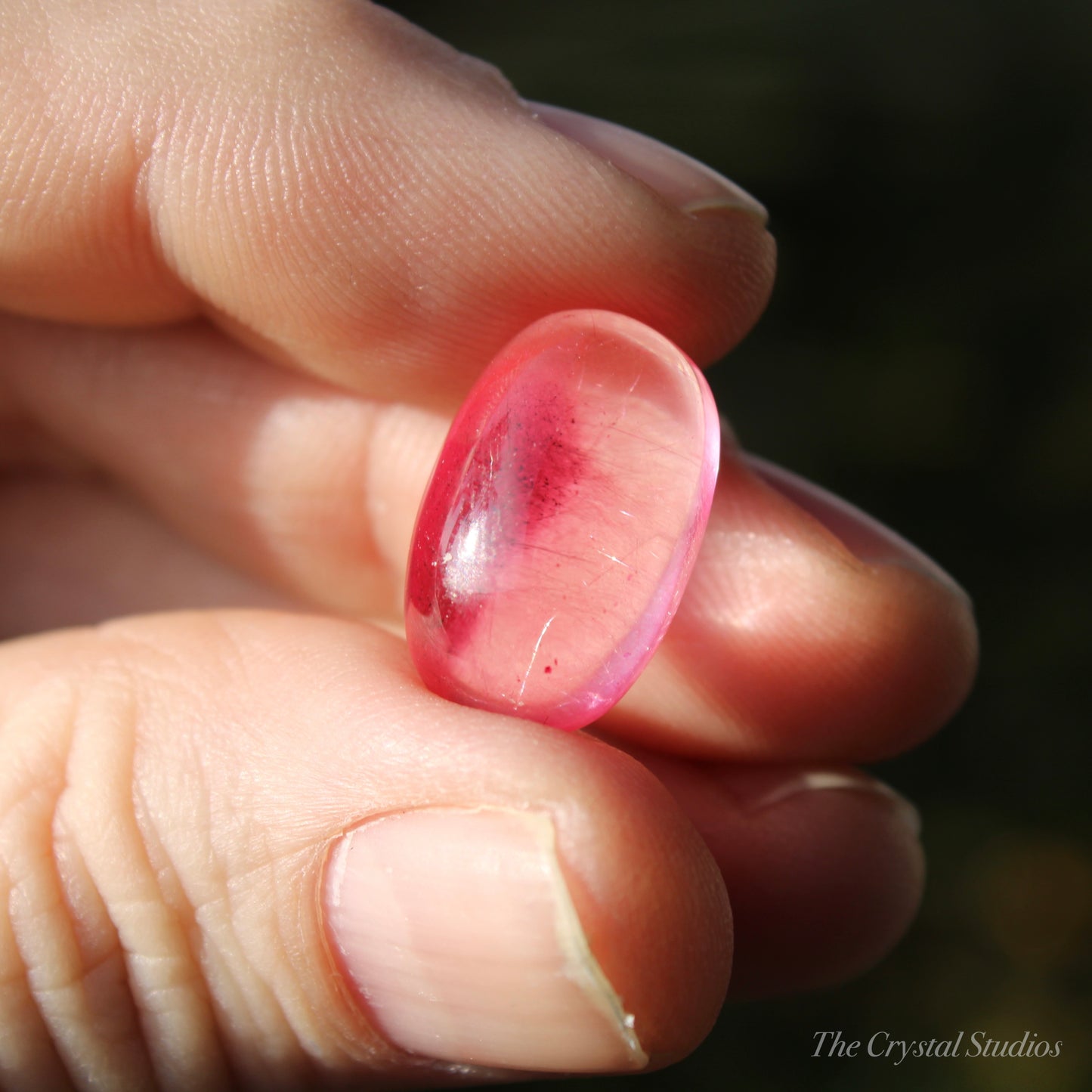 Pink (Dyed) Rutilated Polished Crystal Cabochon