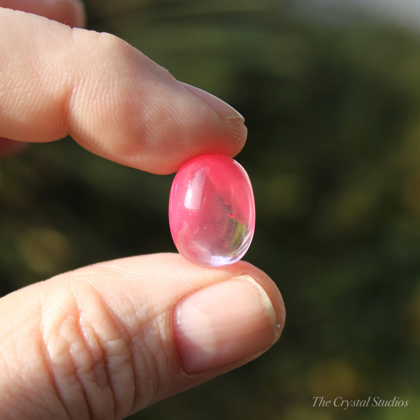 Pink (Dyed) Rutilated Polished Crystal Cabochon