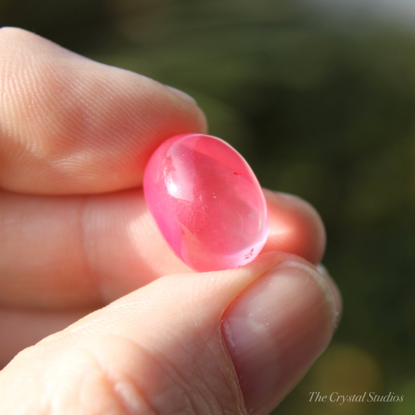 Pink (Dyed) Rutilated Polished Crystal Cabochon