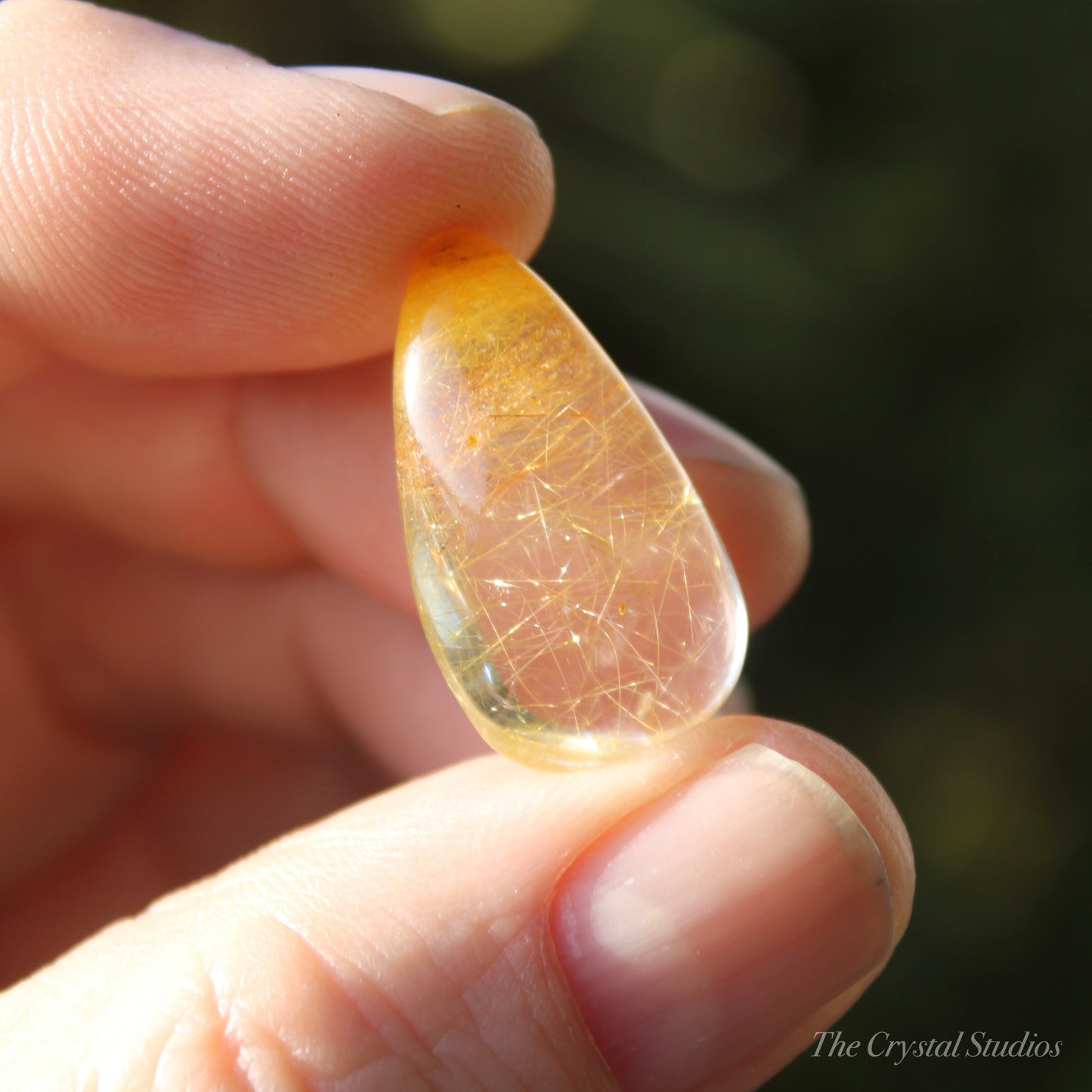 Golden Rutilated Polished Teardrop Crystal