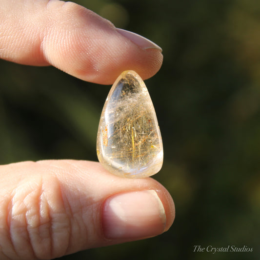 Golden Rutilated Polished Teardrop Crystal