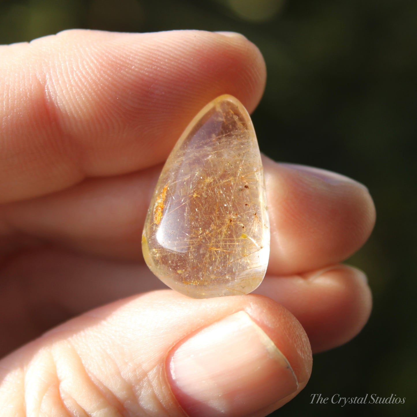 Golden Rutilated Polished Teardrop Crystal