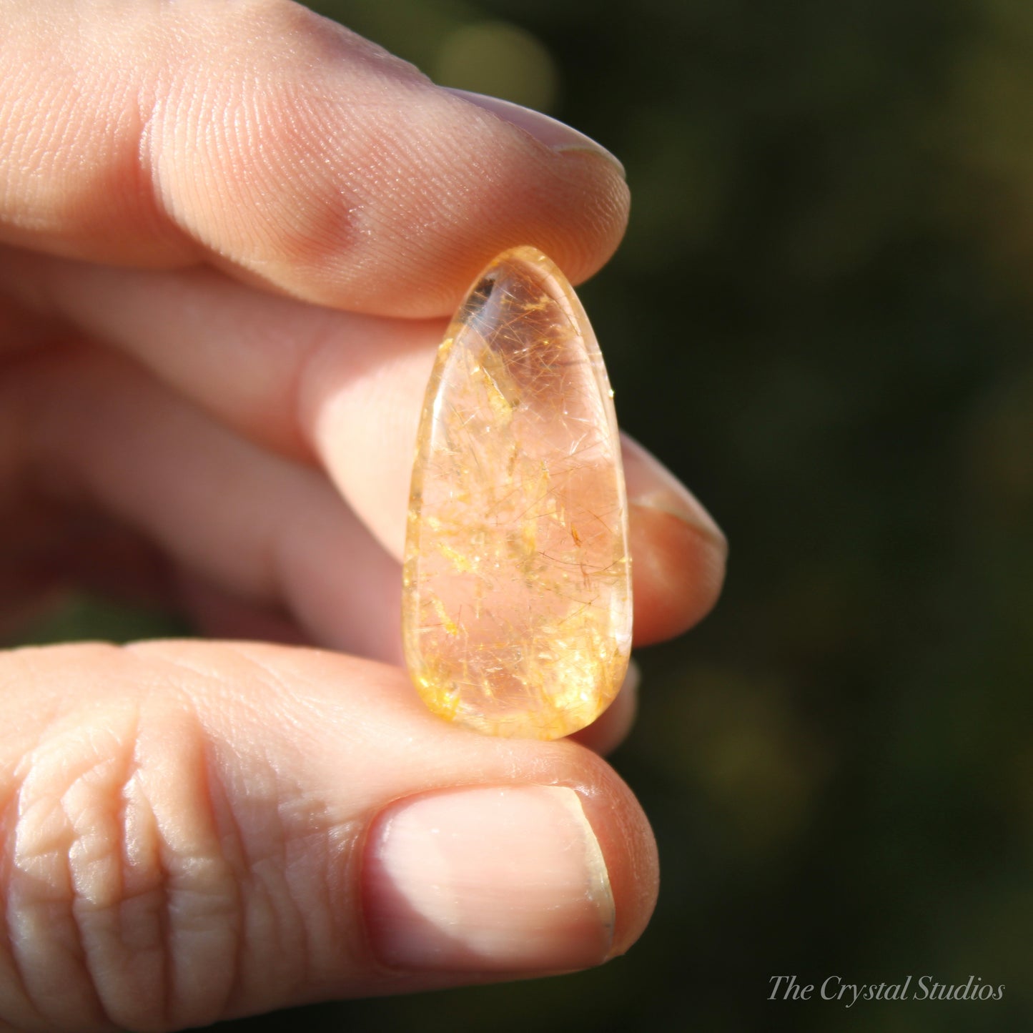 Golden Rutilated Polished Teardrop Crystal