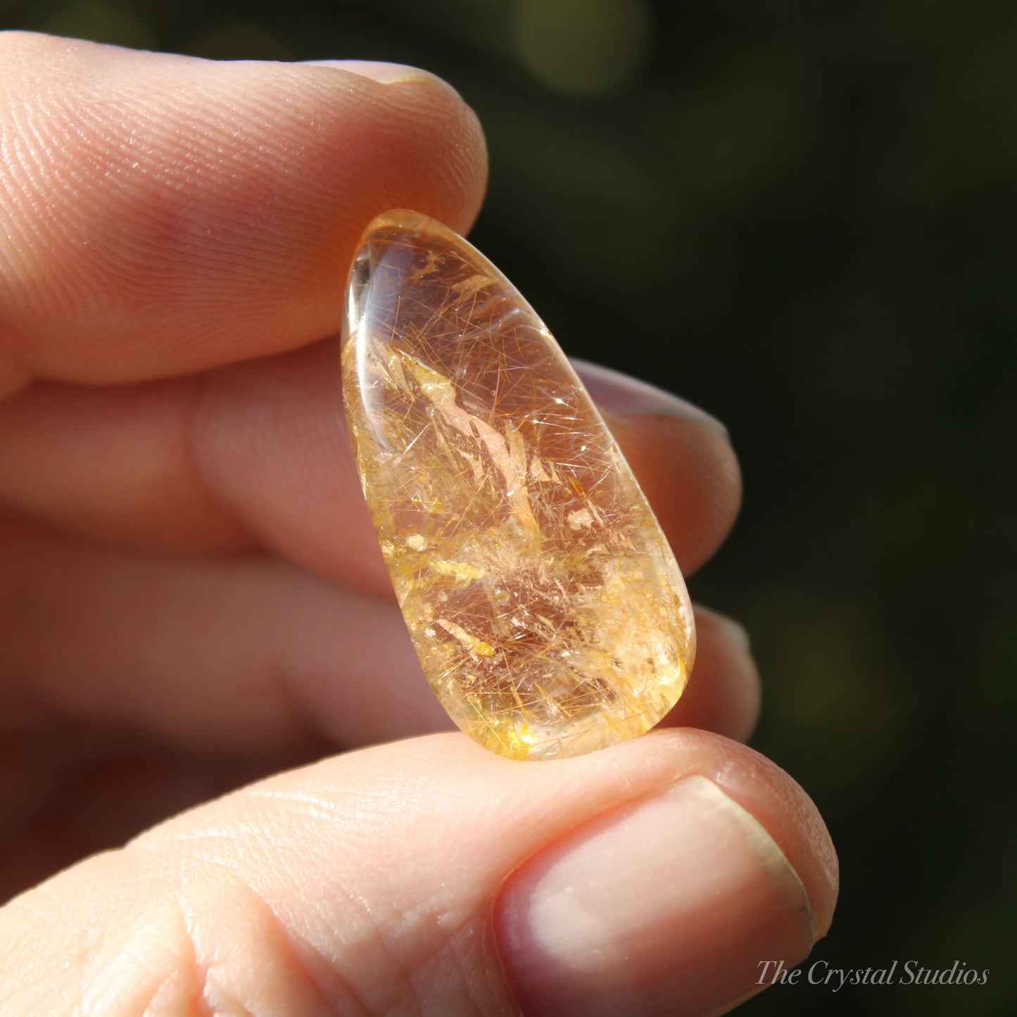 Golden Rutilated Polished Teardrop Crystal