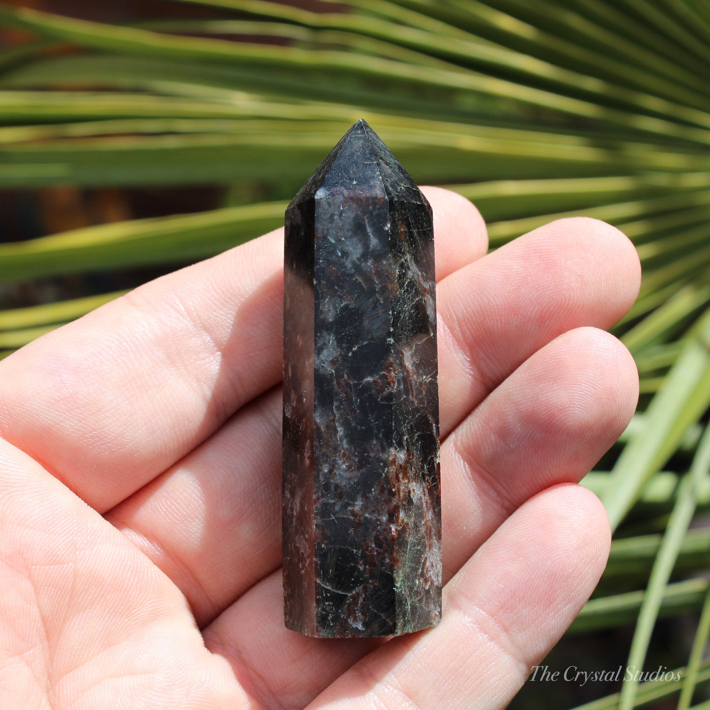 Astrophyllite & Garnet Polished Crystal Point