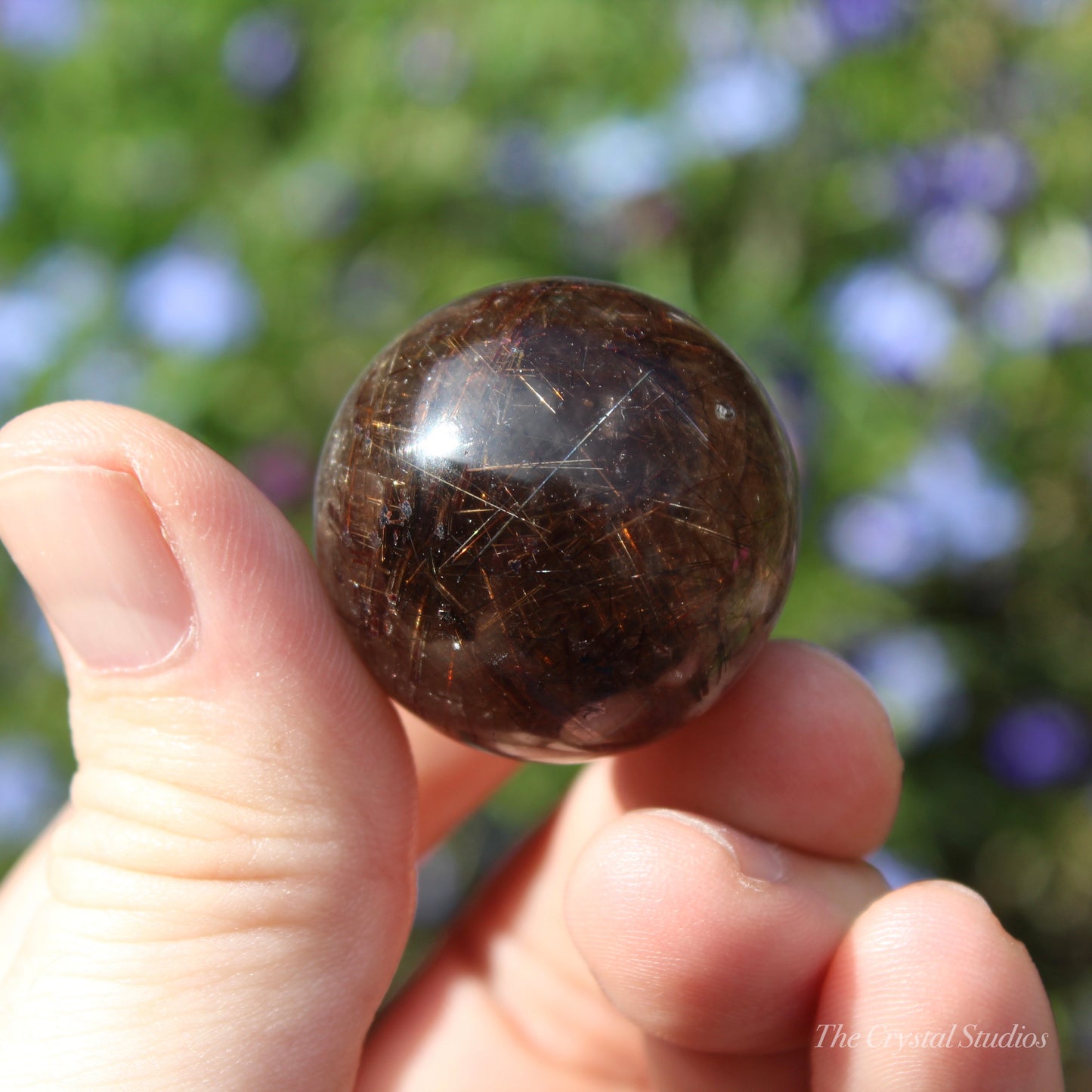 Rutilated Quartz Polished Crystal Sphere